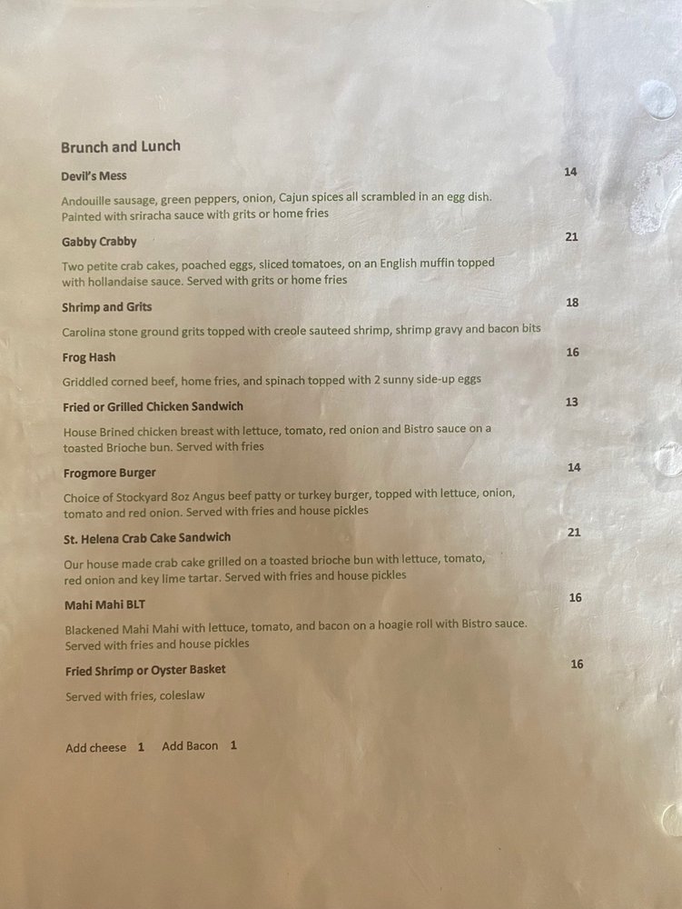 Foolish Frog Menu - Image 2