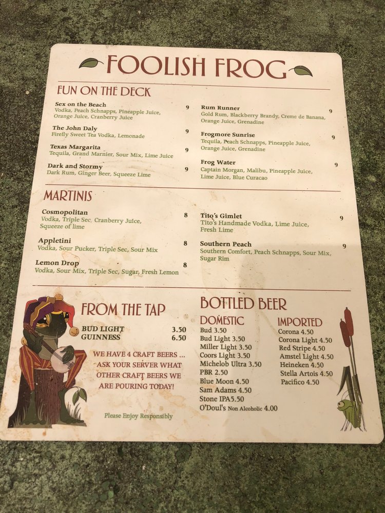 Foolish Frog Menu - Image 5