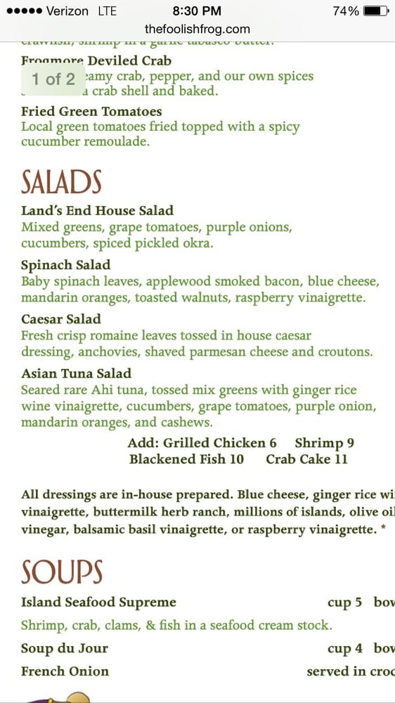 Foolish Frog Menu - Image 6