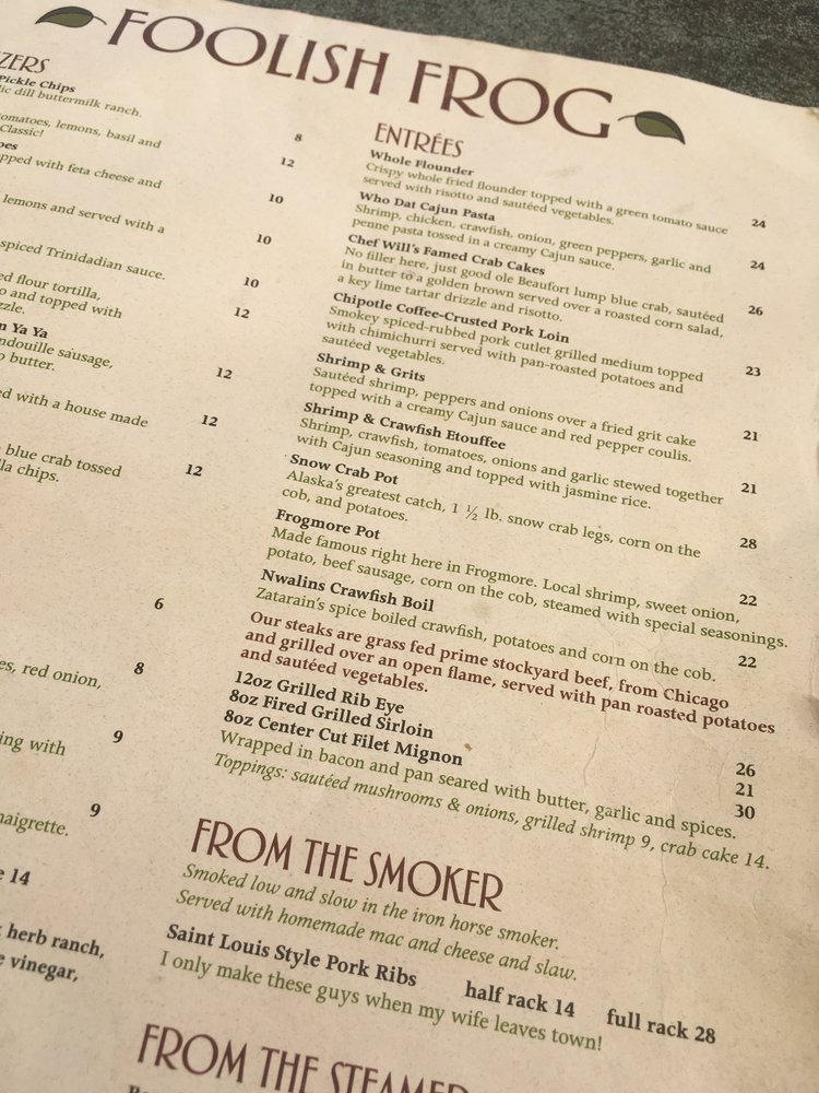 Foolish Frog Menu - Image 7